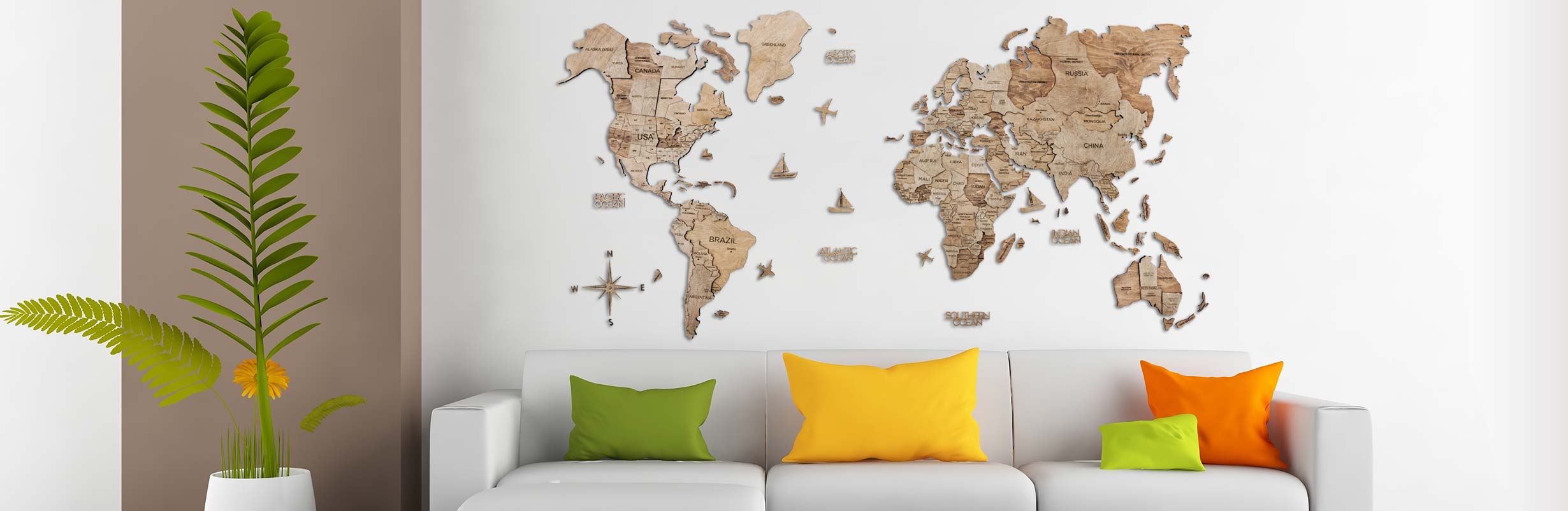 Wooden Wall Maps