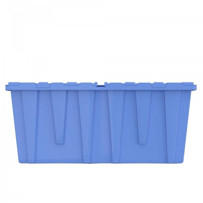 Heavy Duty Blue Plastic Tote With Attached Lid (9 Gallon)