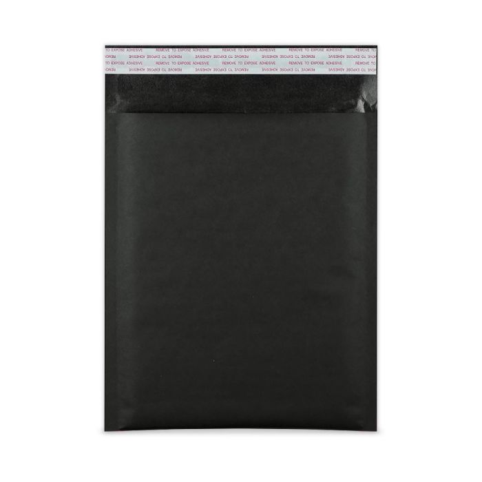 Black Laminated Paper Bubble Mailers, Peel & Stick.