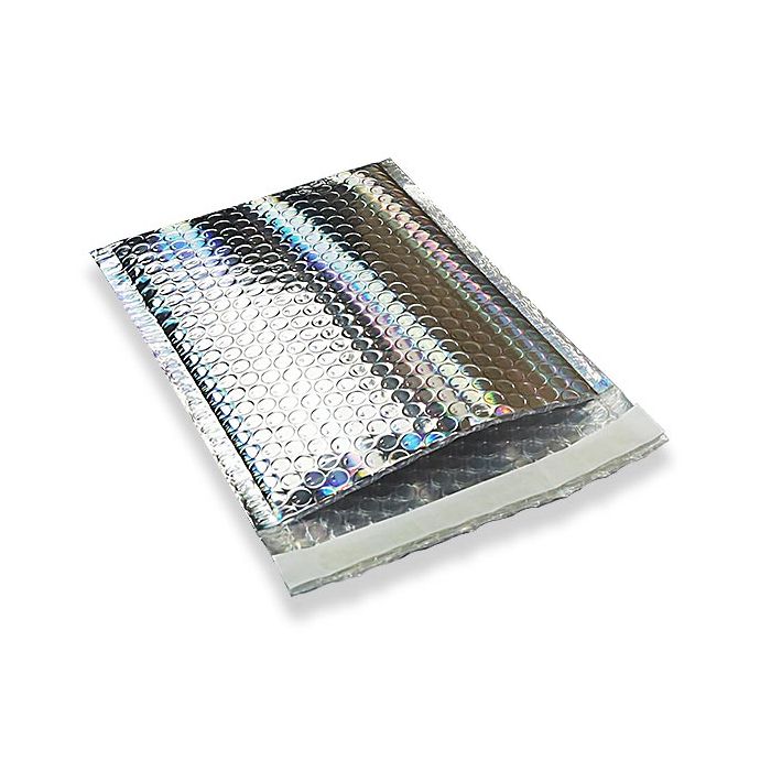 Hard Shell Metallic Holographic Bubble Mailers Extra Air (3/16" Bubble Liner) Peel & Seal