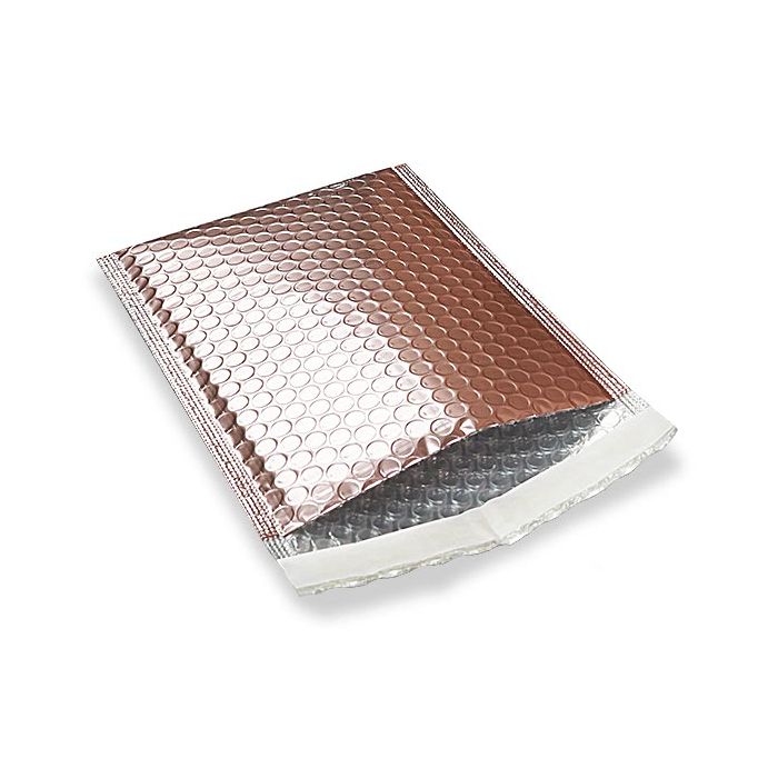 Hard Shell Metallic Rose Gold Bubble Mailers Extra Air (3/16" Bubble Liner) Peel & Seal