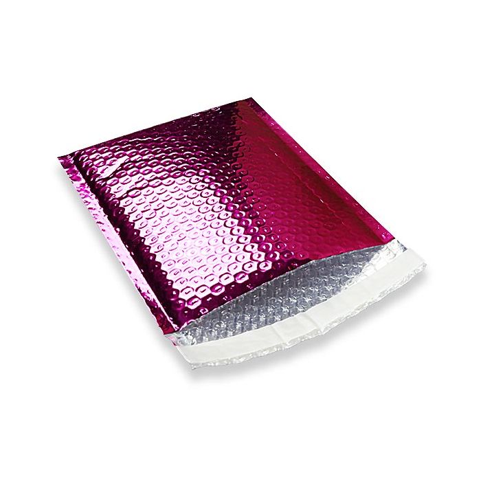 Hard Shell Metallic Magenta Bubble Mailers Extra Air (3/16" Bubble Liner) Peel & Seal