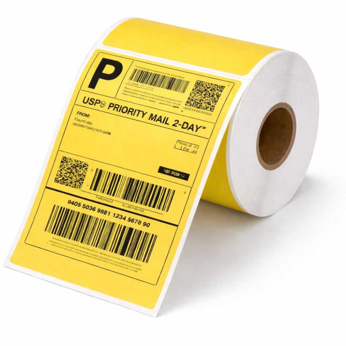 Zebra 4 x 6 Direct Thermal Shipping Labels in Rolls Yellow