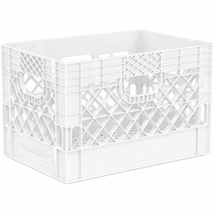 Rectangle White Plastic Milk Crate 24qt (6 gallon)