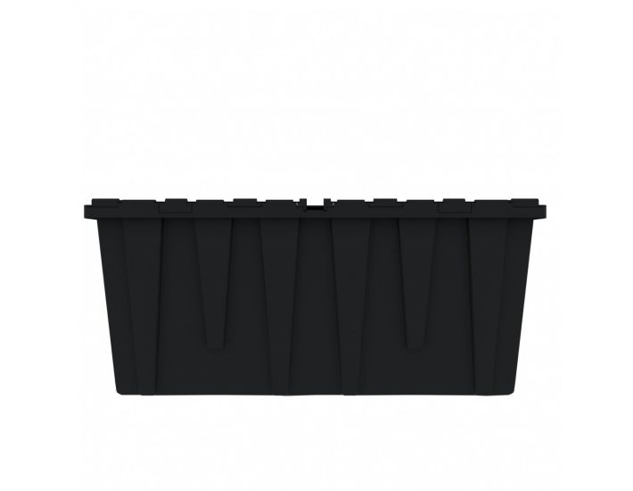 Heavy Duty Black Plastic Tote With Attached Lid (9 Gallon)