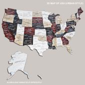 3D Wooden USA Map Urban Premium Edition