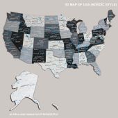3D Wooden USA Map Nordic Premium Edition
