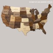3D Wooden USA Map Multicolor Premium Edition