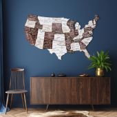 3D Wooden USA Map Cappuccino Premium Edition