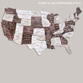 3D Wooden USA Map Cappuccino Premium Edition