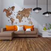 3D Wooden World Map Walnut Premium Edition
