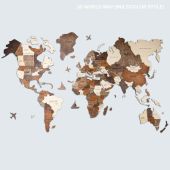 3D Wooden World Map Multicolor Premium Edition