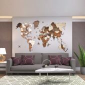 3D Wooden World Map Multicolor Premium Edition