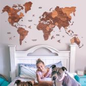 3D Wooden World Map Oak Premium Edition