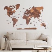 3D Wooden World Map Oak Premium Edition