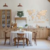 3D Wooden World Map Natural Premium Edition