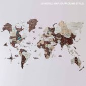 3D Wooden World Map Cappuccino Premium Edition