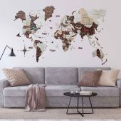 3D Wooden World Map Cappuccino Premium Edition