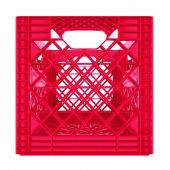 Reinforced Heavy Duty Square Red Plastic Crate 16Qt