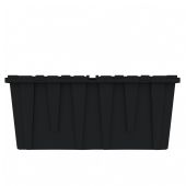 Heavy Duty Black Plastic Tote With Attached Lid (9 Gallon)