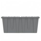 Heavy Duty Gray Plastic Tote With Attached Lid (9 Gallon)