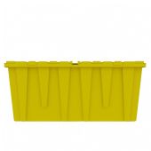 Heavy Duty Yellow Plastic Tote With Attached Lid (9 Gallon)