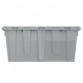 Heavy Duty XL Gray Plastic Tote With Attached Lid (18.5 Gallons)