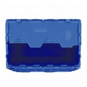 Heavy Duty XL Blue Plastic Tote With Attached Lid (18.5 Gallons)
