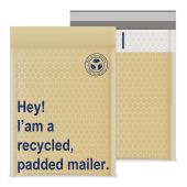 Hard Shell Extra Air (3/16" Bubble Liner) Beige Recycled Poly Bubble Mailers Self Seal