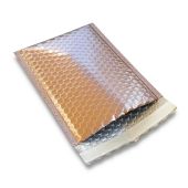 Hard Shell Metallic Rose Gold Bubble Mailers Extra Air (3/16" Bubble Liner) Peel & Seal