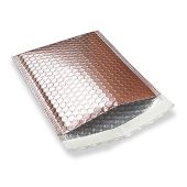 Hard Shell Metallic Rose Gold Bubble Mailers Extra Air (3/16" Bubble Liner) Peel & Seal