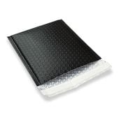 Hard Shell Metallic Matte Black Bubble Mailers Extra Air (3/16" Bubble Liner) Peel & Seal