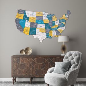 3D Wooden USA Map Country Premium Edition
