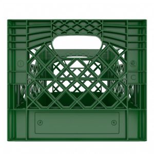 Square Green Plastic Milk Crate 16qt (4 gallon)