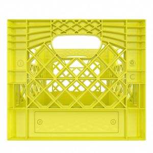 Square Yellow Plastic Milk Crate 16qt (4 gallon)