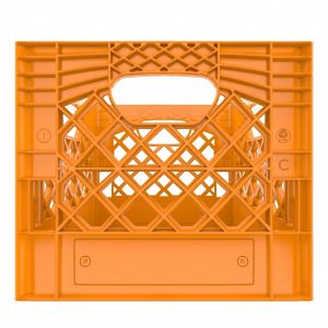 Square Orange Plastic Milk Crate 16qt (4 gallon)