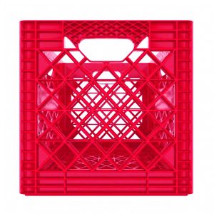 Reinforced Heavy Duty Square Red Plastic Crate 16Qt