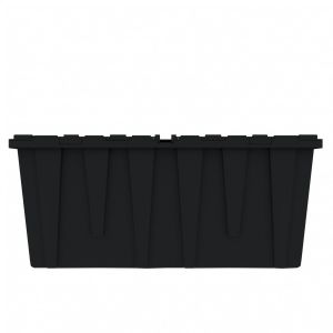 Heavy Duty Black Plastic Tote With Attached Lid (9 Gallon)