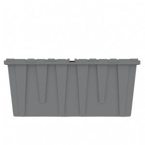 Heavy Duty Gray Plastic Tote With Attached Lid (9 Gallon)