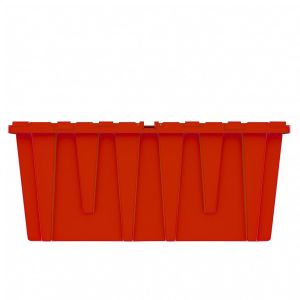 Heavy Duty Red Plastic Tote With Attached Lid (9 Gallon)