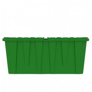Heavy Duty Green Plastic Tote With Attached Lid (9 Gallon)