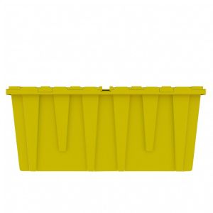 Heavy Duty Yellow Plastic Tote With Attached Lid (9 Gallon)