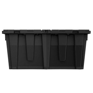 Heavy Duty XL Black Plastic Tote With Attached Lid (18.5 Gallons)