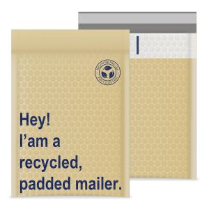 Hard Shell Extra Air (3/16" Bubble Liner) Beige Recycled Poly Bubble Mailers Self Seal