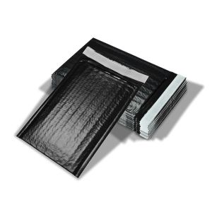 Strong Soft Shell Black Poly Bubble Mailers Self Seal With Hot Melt Glue